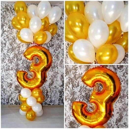 Композиция "Цифра на стойке + 15 шаров" 